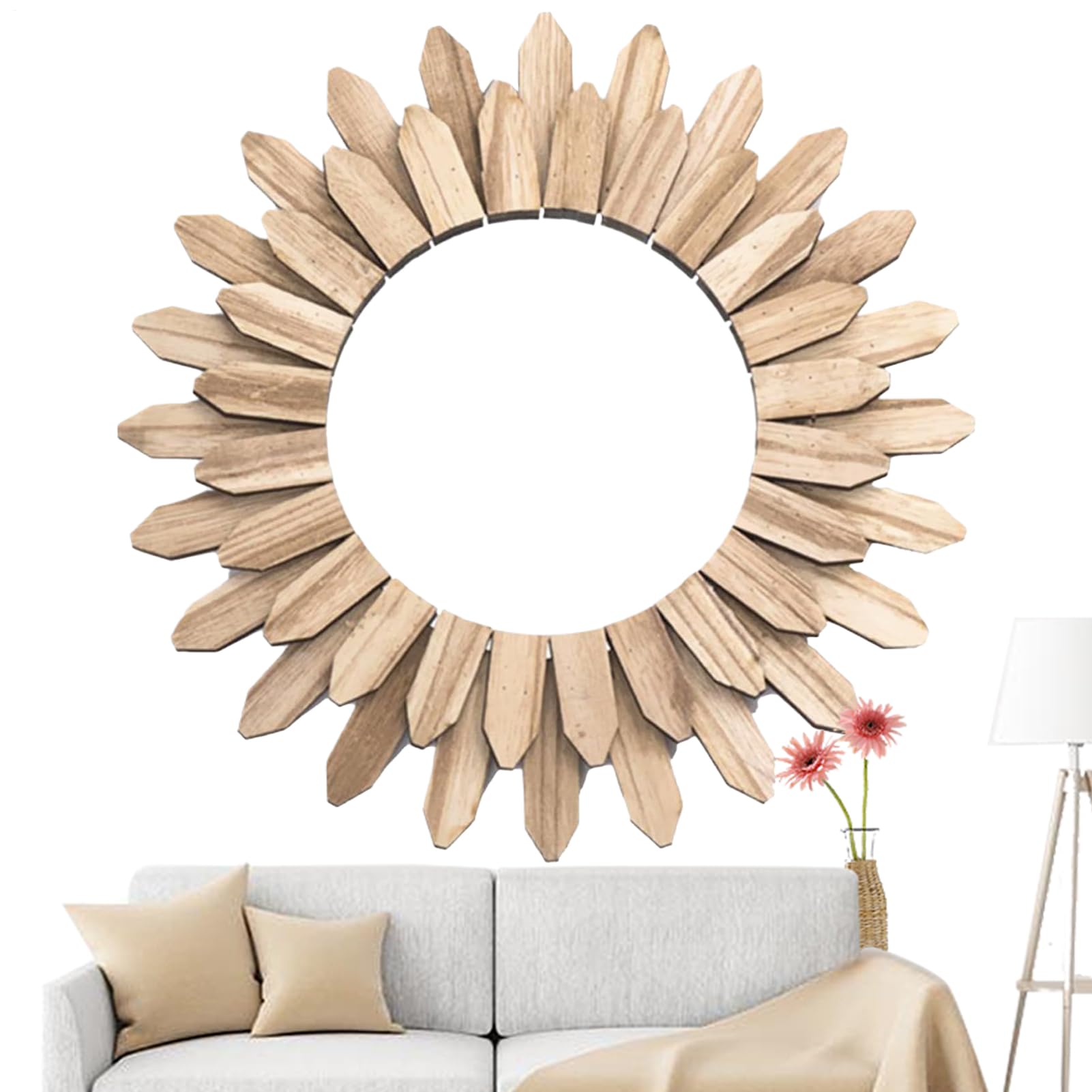Miroir mural en bois naturel chic pour décorer votre salon et chambre