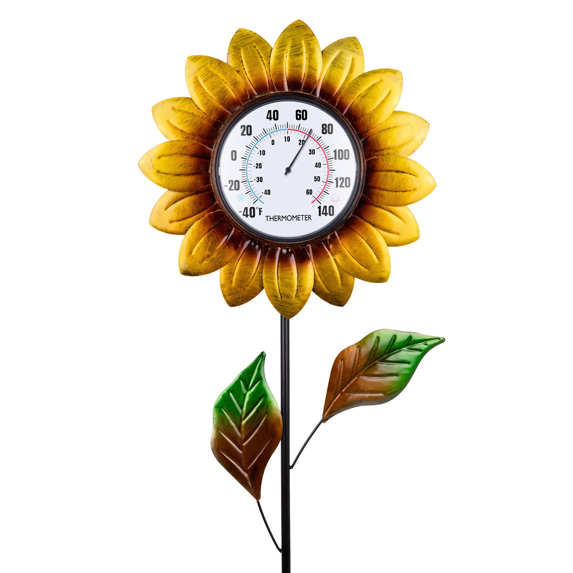 Sunflower Indoor Outdoor Thermometer - Large 35.8 * 12.6 Inch Wall & Stake Waterproof Decorative Easy-Read Outdoor Thermometers for Patio Garden Decor