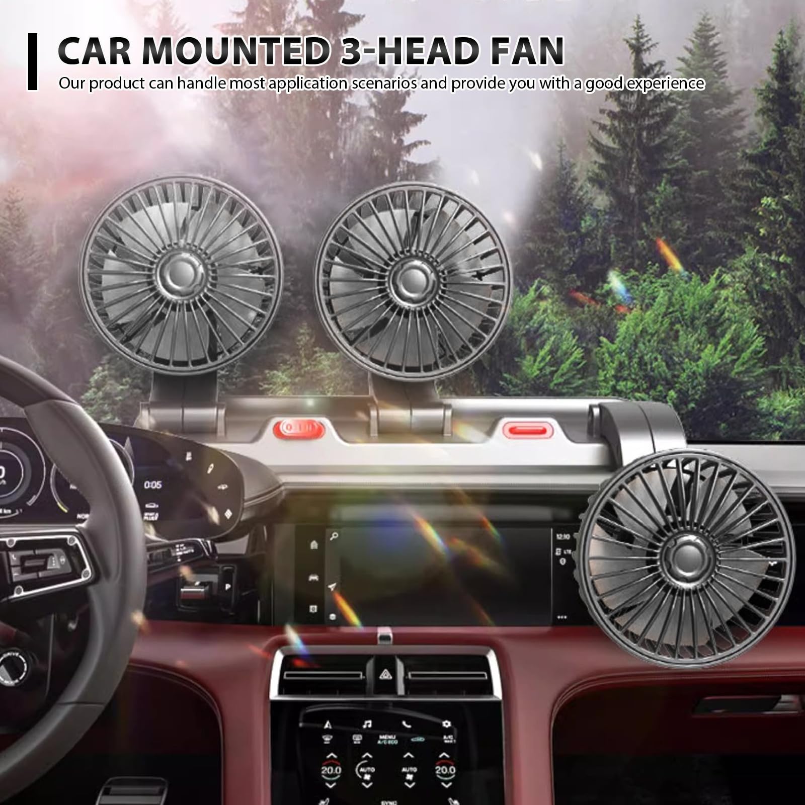 BORDEAG Ventilatore Elettrico per Auto,360°12V 24V Ventilatore USB Auto Portatile,Ricaricabile Ventilatore da Tavolo Silenzioso,Ventola Clip-On Regolabile per Camper,Camion,Berlina/SUV/RV/Barca