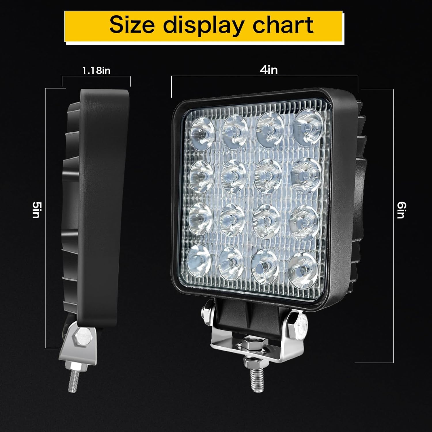LED Truck Work Light 4 Inch Square LED Pods 48W Waterproof Spot Light Off-Road Lights Pod Lights for Car Boat Pickup Golf Cart Snowblower Lawn Mower ATV UTV 12V/24V (30 Pack)