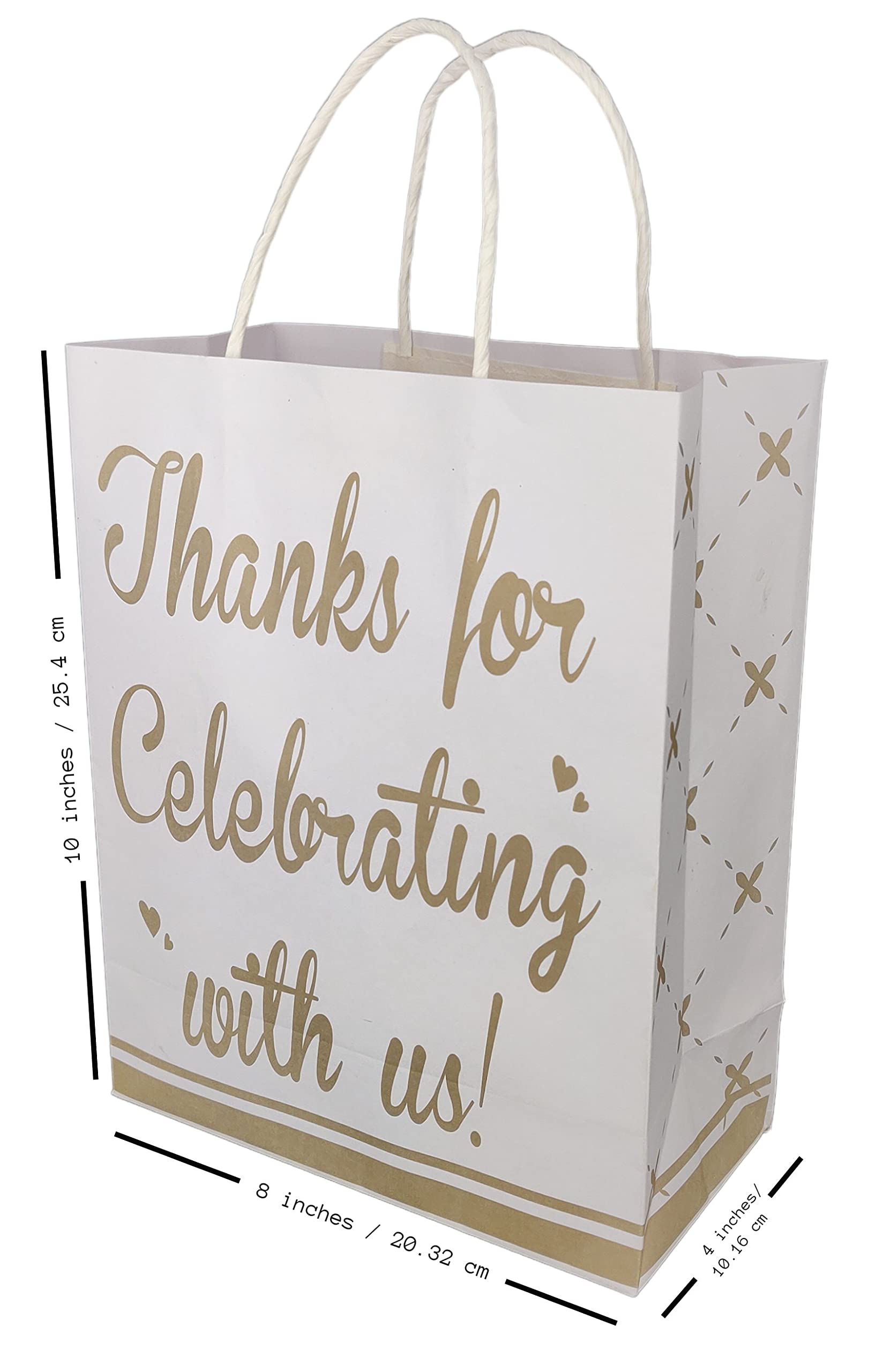 Arrow Paper Products Thank You Printed Paper Gift Bags for Return Gifts, Weddings, Birthday, Holiday Gifting & Presents, White, Pack of 10, Size 17.78 x 7.62 x 22.86 cm 3