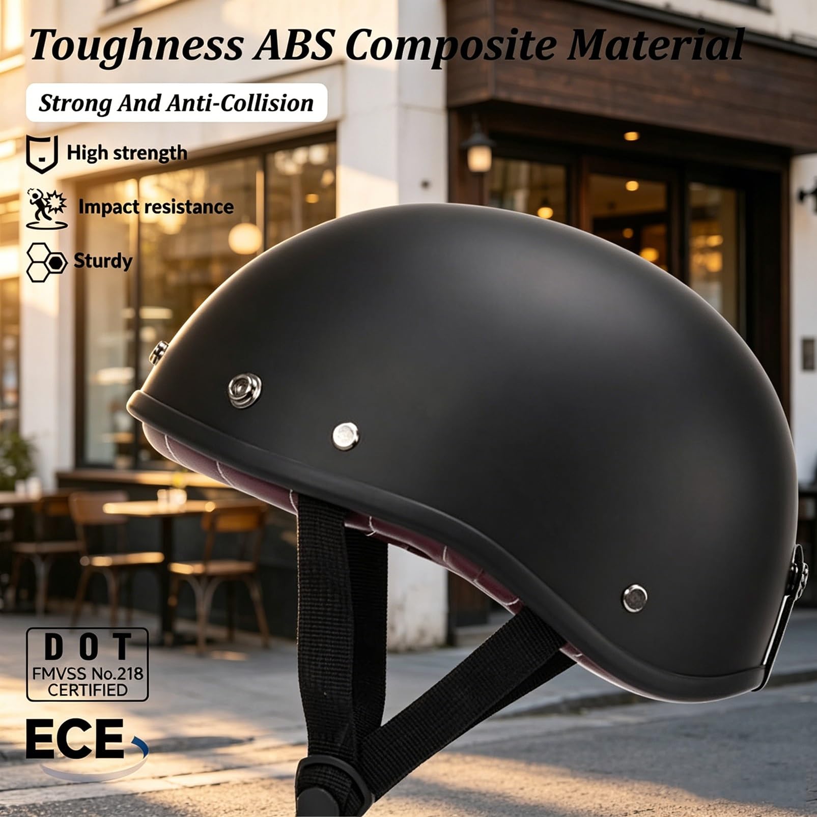 Kask Motocyklowy Typu Orzeszek Retro, Klasyczny Urban Jet z Goglami i Maską Czaszką, ECE 22.06, Skorupa Anti-Mushroom do Cruiser Bobber Chopper