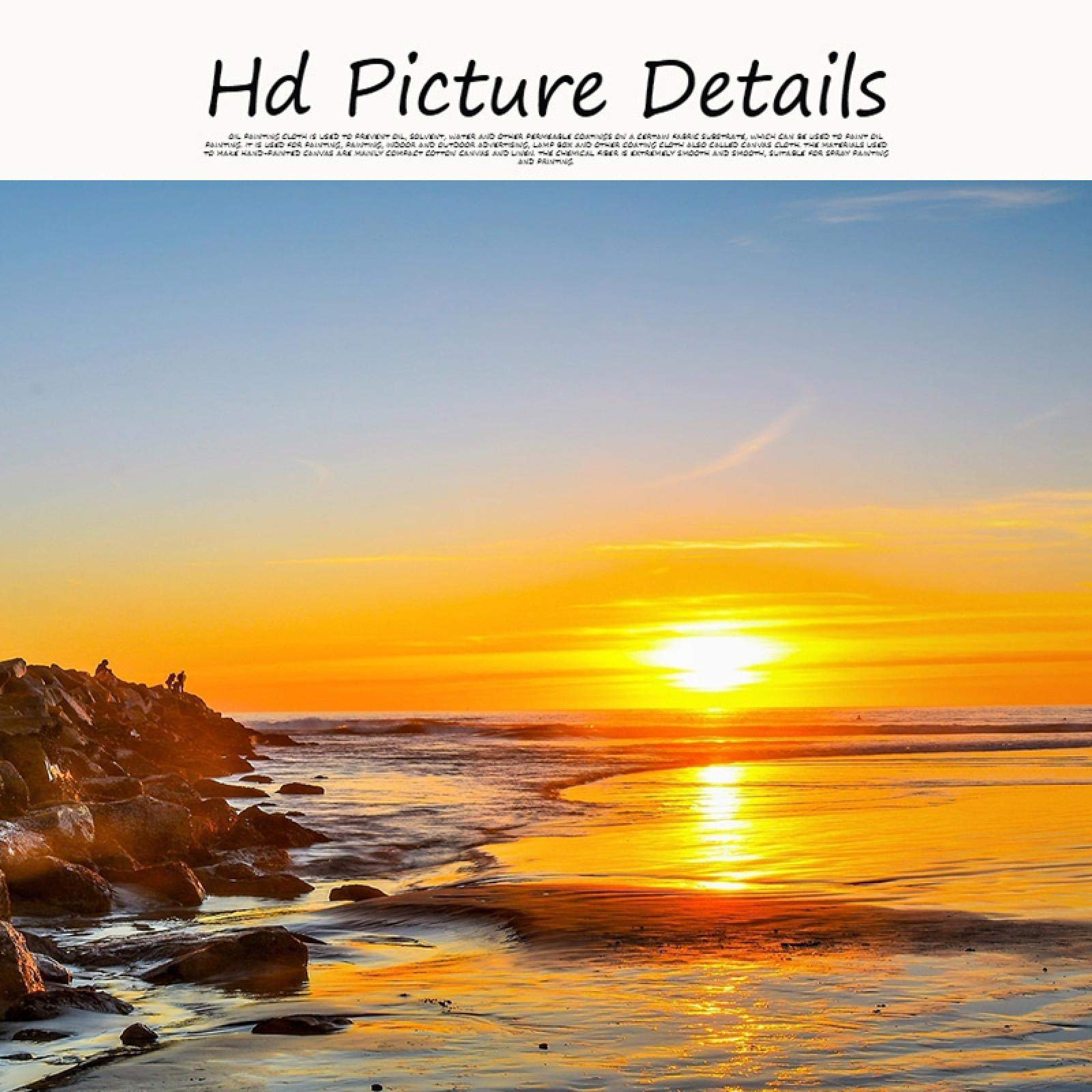 Toile D'art Mural Coucher De Soleil Marin Avec Rochers - Impression Giclée Sur Toile, Format Paysage, Plusieurs Tailles