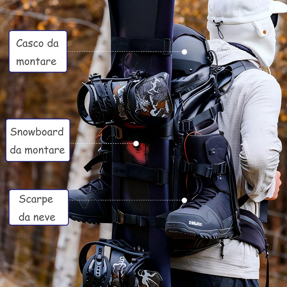 Borsa Da Sci Uomo Nero All'aperto Classico Antineve Borsa | scarpe da neve snowboard sacchetti da neve specchieri da neve grande capacità