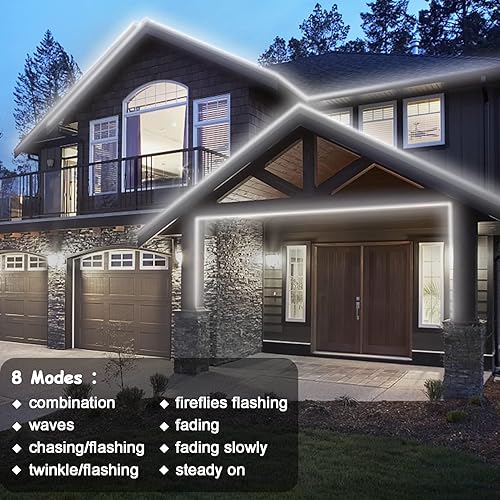 Vista 18 de Tira de luces LED que funciona con pilas, 90 luces LED de 9.8 pies con temporizador remoto regulable, tira de luces flexibles impermeables