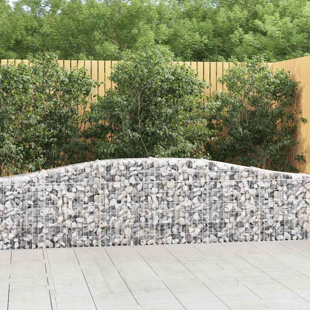 vidaXL Gabione mit Hochbogen 3 STK., Steinkorb Drahtkorb Dekorativ, Gabionenkörbe Verstärkte Gabionenhaken, Gabionenwand Gabionen Zaun Garten, Verzinktes Eisen