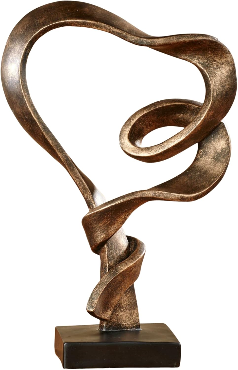 Touch of Class Lifes Journey Table Sculpture - Antique Gold - Love Statue Decor - Modern Decorative Sculptures for Desk, Bedside - Resin Abstract Heart Design - Ribbon-Like Representation