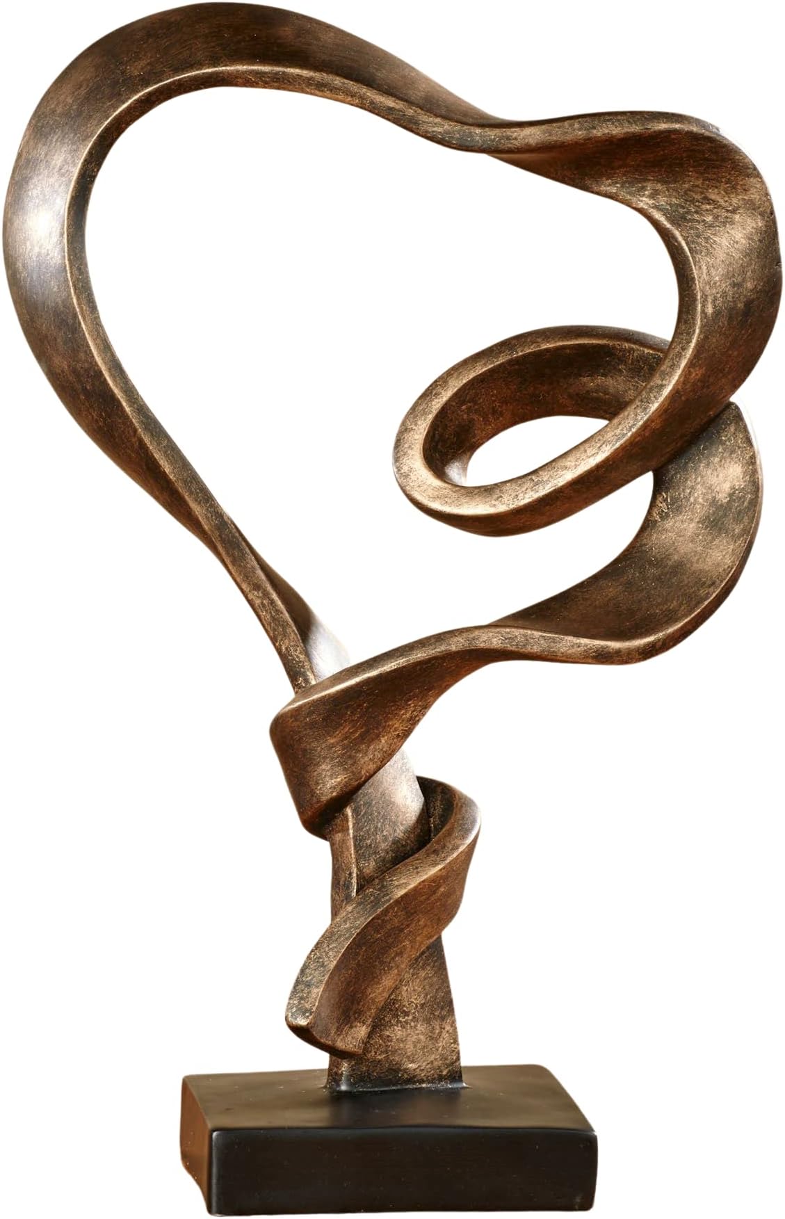 Touch of Class Lifes Journey Table Sculpture - Antique Gold - Love Statue Decor - Modern Decorative Sculptures for Desk, Bedside - Resin Abstract Heart Design - Ribbon-Like Representation