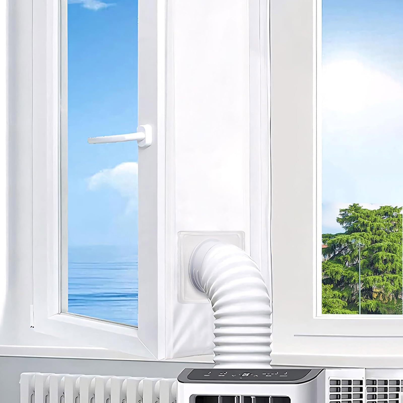 Kit sello de ventana para aire acondicionado 400CM, kit ventana aire acondicionado portátil, adecuado para unidad de aire acondicionado portátil, bloqueo de aire caliente. (Sin cremallera)