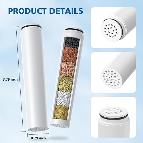 Miniatura 2 de Paquete de 4 filtros de repuesto compatibles con cabezal de ducha de mano Cobbe, filtros suavizantes de agua para agua dura y cloro, reduce la