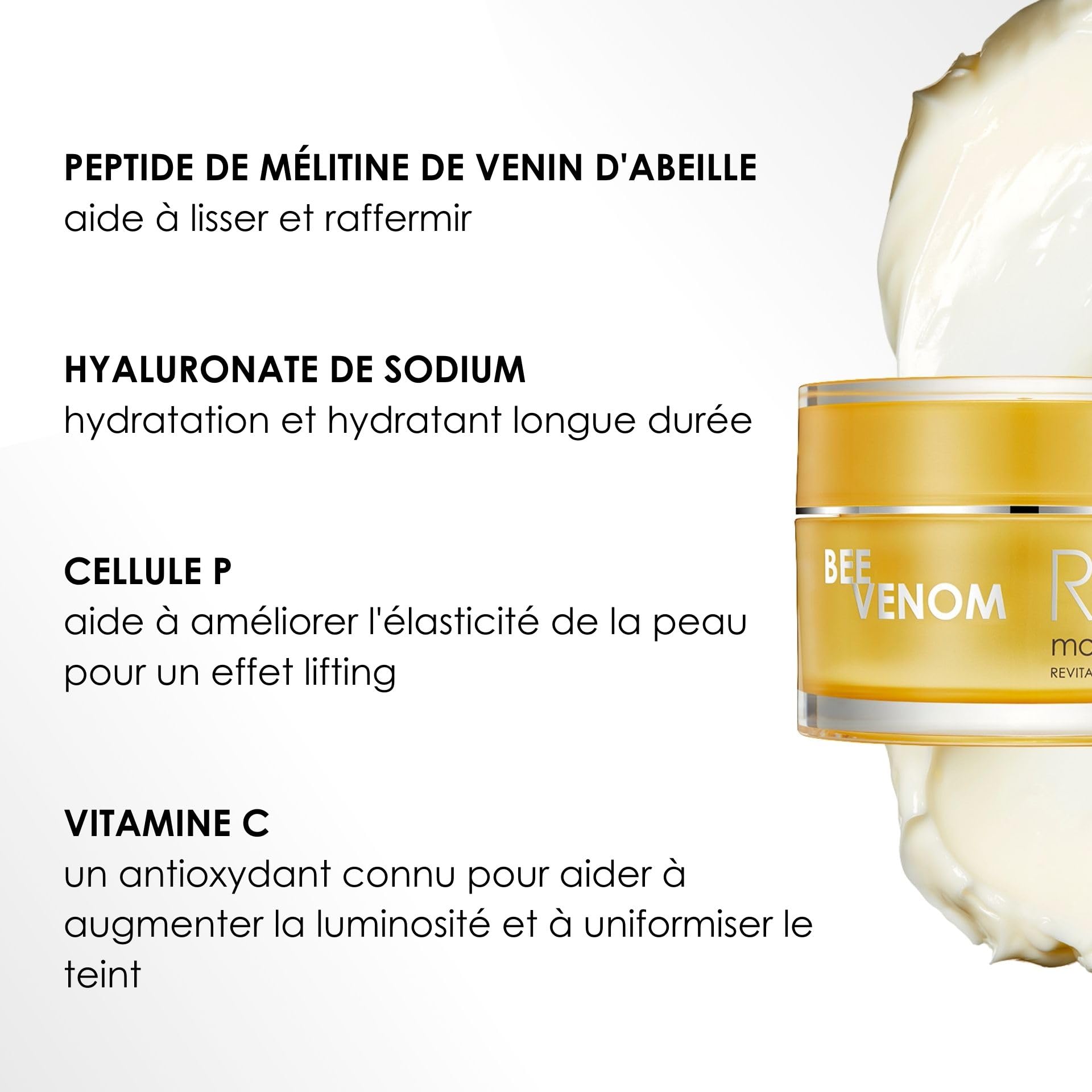 Rodial Bee Venom Crème Hydratante 15 ml - Crème Visage Intense pour Restaurer l'Élasticité de la Peau | Formule Anti-Âge -|Juvinity pour Booster la Production de Collagène | Hydratation Longue Durée