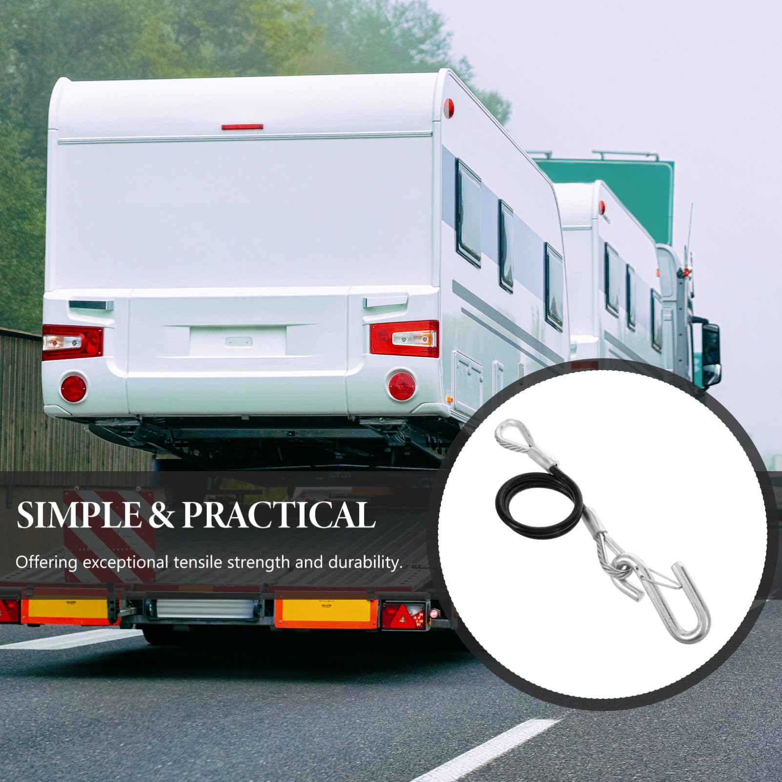 Trailer Sicherheitsseil aus Federstahlseil Tragfähigkeit mit Haken Selbstaufrollendes Anhängerseil für LKW SUV ATV Anhängerhaken für Anhängerzubehör und Sichere