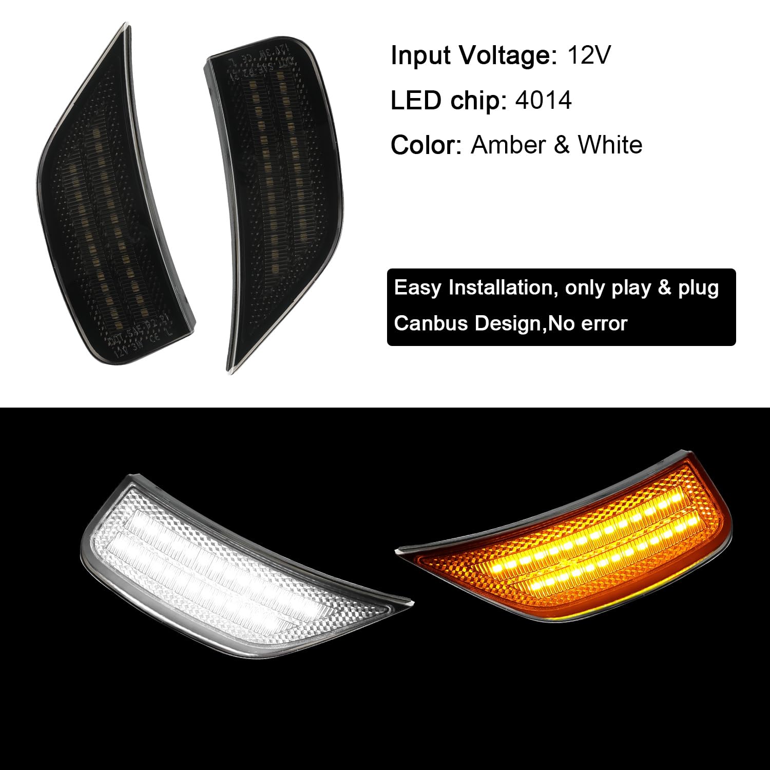 ROCCS Amber & White LED Side Marker Lights for 2021-2024 GMC Yukon