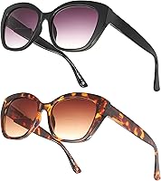 Vista 6 de LADEESSE Lentes de Sol para Leer para Mujer - Elegantes Lentes de Sol Bifocales con Lentes de Lectura Integradas - Protección UV400 - Pack de 2 +3.25