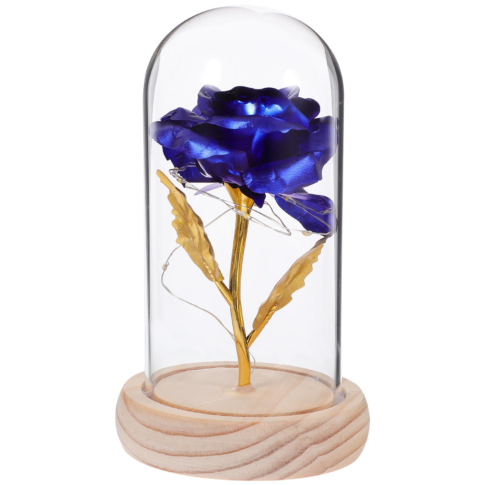 Lámpara LED de flor preservada en cúpula de cristal para decoración de interiores