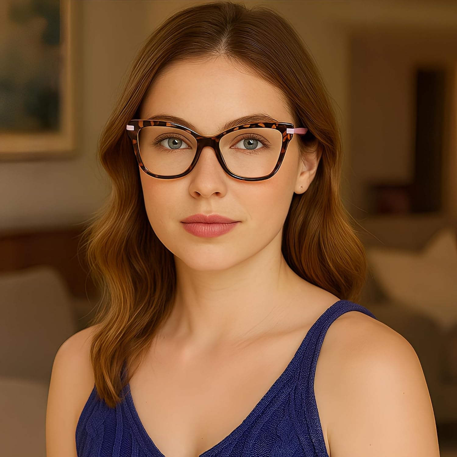 Blue Light Blocking Glasses for Women - Cat Eye Computer Eyewear with Anti Eye Strain, Tortoise Shell Frame & Stylish Pink Accent, Fashion Reading Gaming Glasses - Image 6