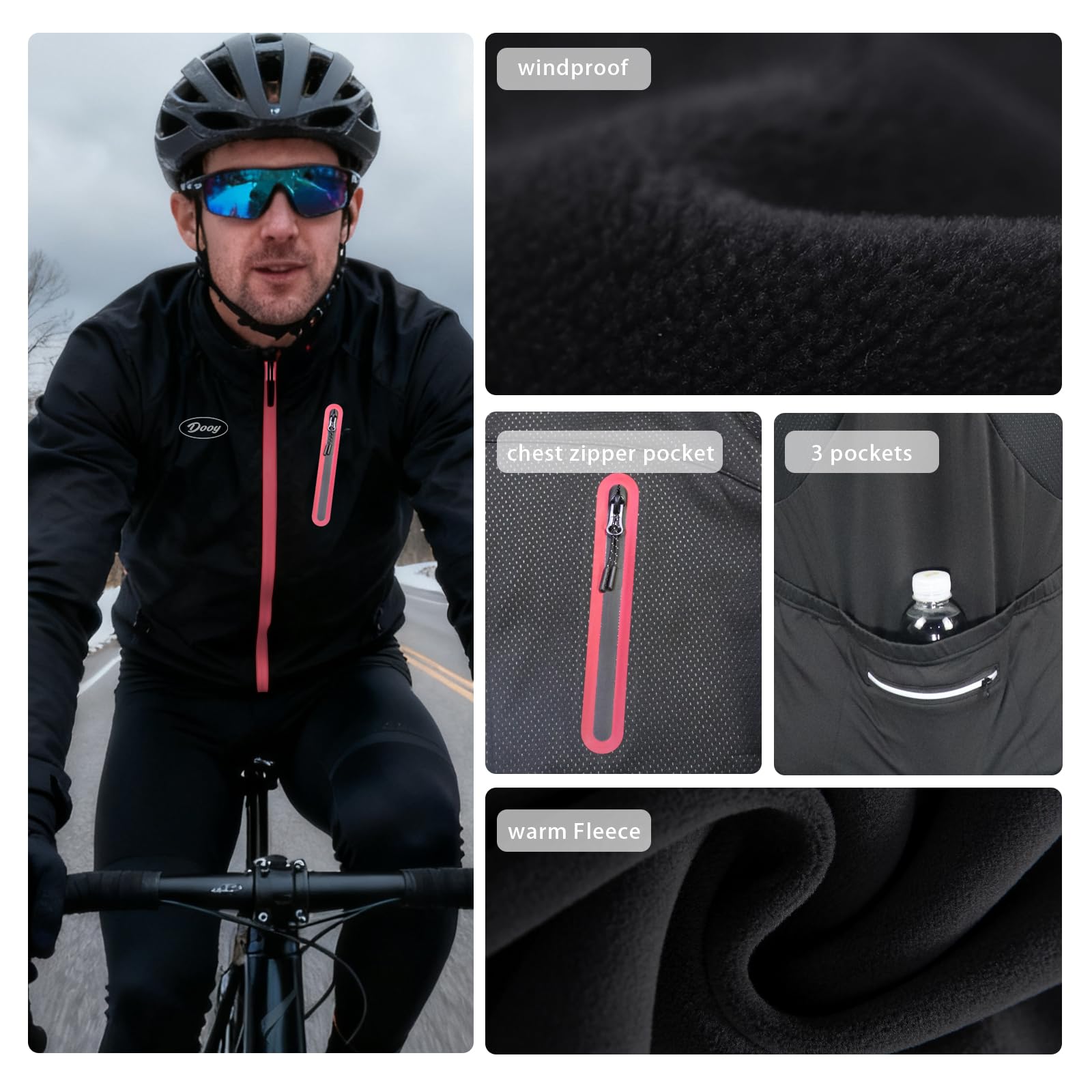 Inverno Warm UP Termico Softshell Ciclismo Giacca Antivento Impermeabile Mens Running Mountain Bike Traspirante Riflettente Cappotto