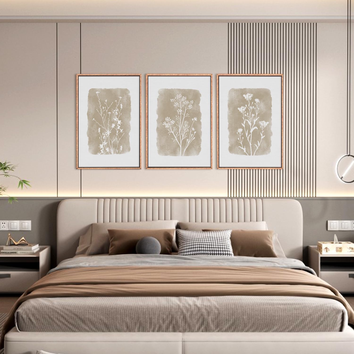 TOARTi Botanical Farmhouse Framed Canvas Wall Art Prints,Set of 3 Boho Wall Decor,Neutral Minimalist Floral Art Paintings,Bohemian Artwork for Living Room,Bedroom,Dining Room,Office-16x24inchx3 - Image 4