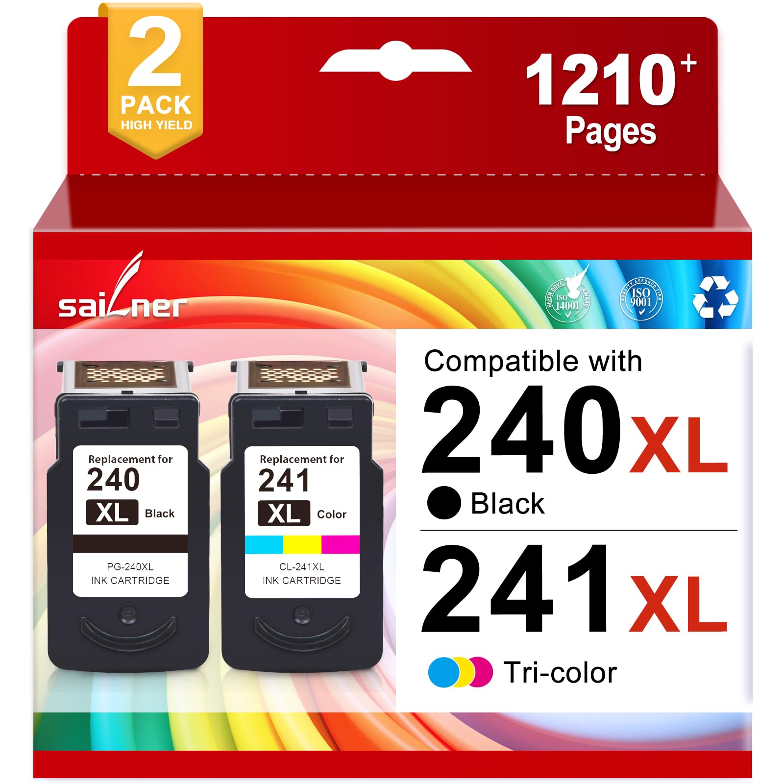 PG-240XL/CL-241XL Ink Cartridge Compatible for Canon 240XL 241XL Combo Pack