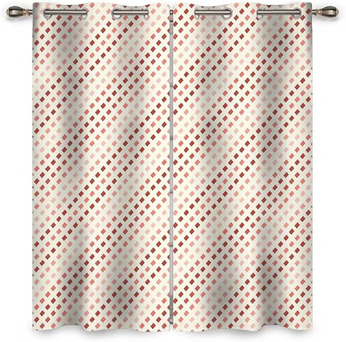 Beige Patio Curtains 2 Panels Geometry Lattice Line Modern Blackout Drapes Cortinas Blackout W 85 X H 108 Inches