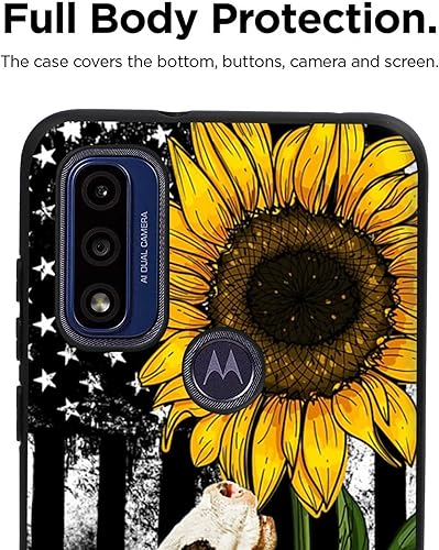 Miniatura 6 de Funda compatible con Motorola Moto G Pure (2021), diseño gráfico floral de vaca y beso de EE. UU., diseño gráfico floral para Moto para hombres y