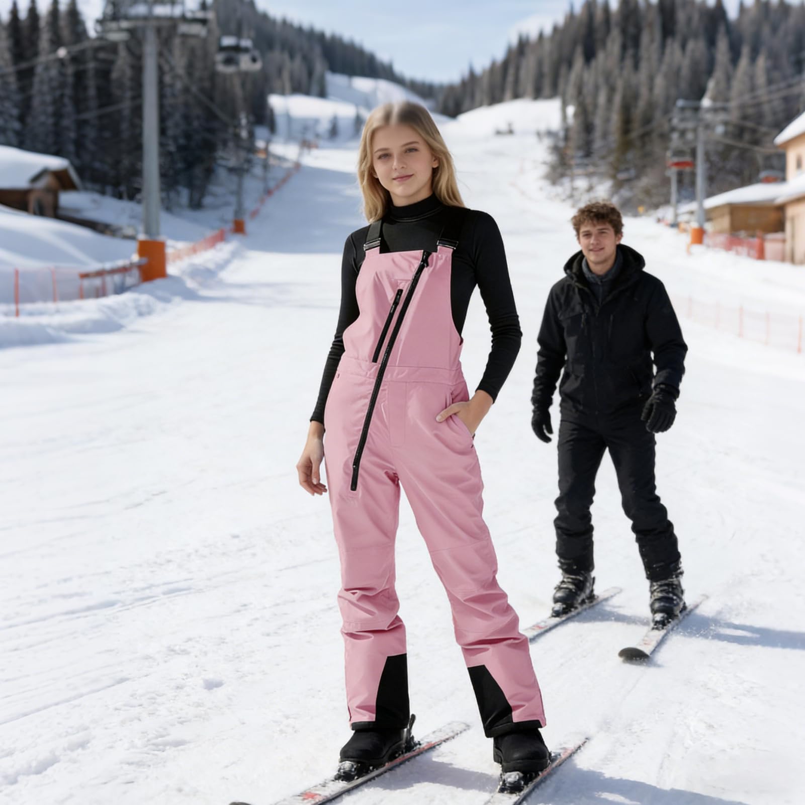 Pantalones De Nieve Para Niños - Baberos Impermeables Rosa, Pantalones De Esquí De Invierno, Traje De Nieve Ajustable, Ropa De Exterior A Prueba De Viento, Baberos De Nieve Para Niños Impermeables
