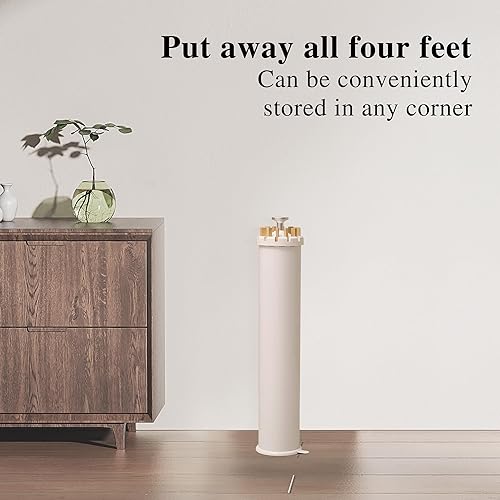 Miniatura 7 de LEQ Tendedero portátil, plegable, con 12 brazos de secado de madera, percha de pie redonda plegable y portátil para lavandería, balcón, dormitorio,