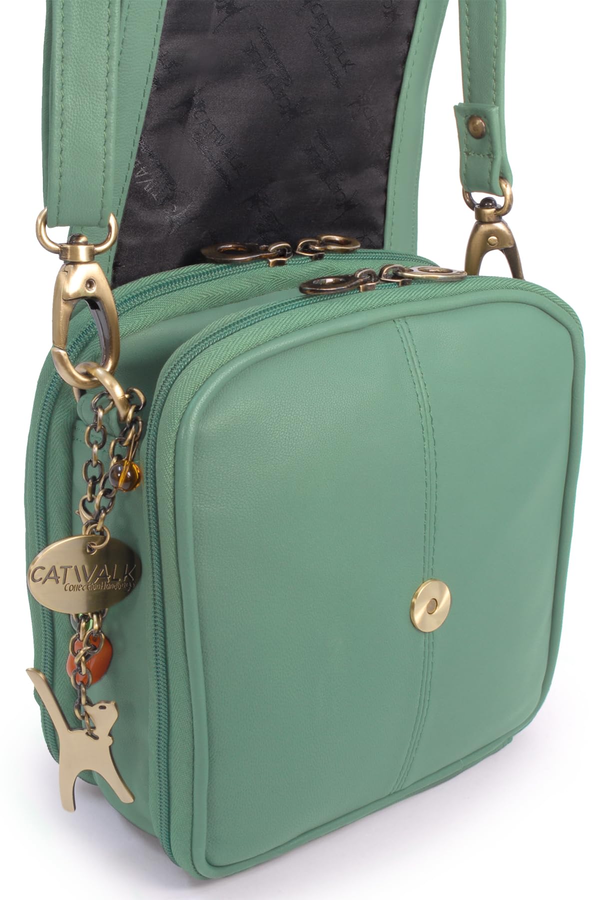 Catwalk Collection Handbags - Bolso Bandolera de Piel - Messenger Bag Pequeño de Mujer - Bolso de Diario con Multibolsillos - Teagan