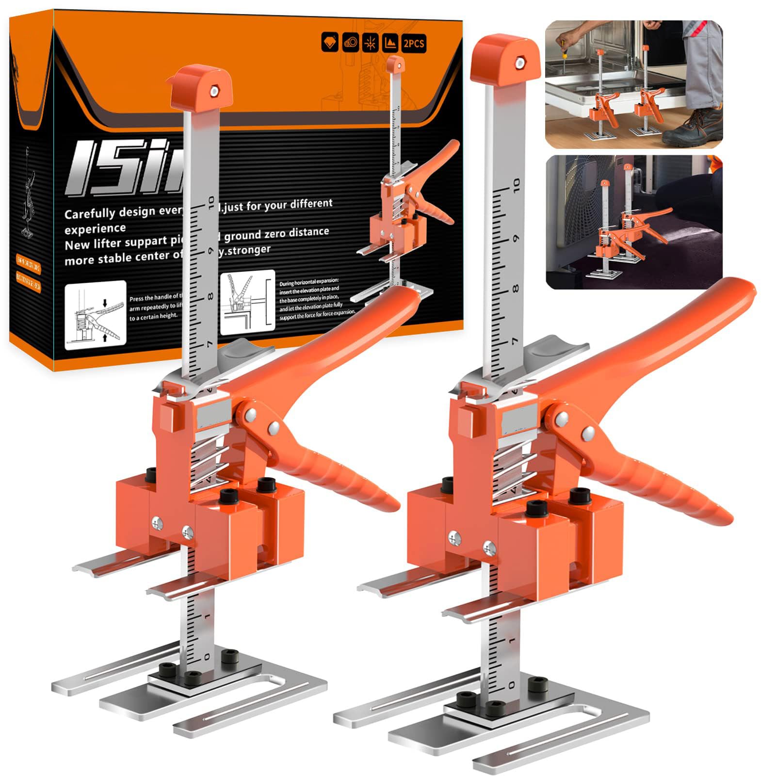 Koeay Labor-Saving Handle 2 Pack, 450 LB Construction Labor Saving Arm Jack, Wall Tile Locator, Multi-Function Height Adjustment Lifting Device, Door Panel Lifting Cabinet Jack for Installing Cabinets