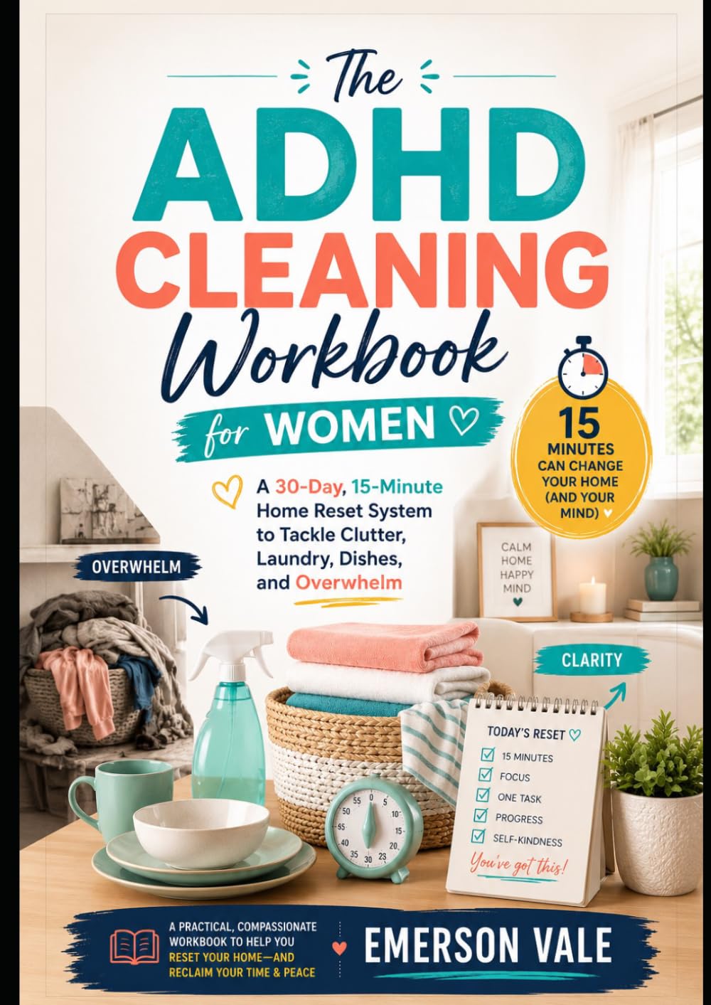 The ADHD Cleaning Workbook for Women: A 30-Day, 15-Minute Home Reset System to Tackle Clutter, Laundry, Dishes, and Overwhelm (The ADHD Home Reset Series)