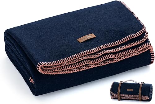 Miniatura 9 de Manta de lana 100% de 62 x 86 pulgadas, cálida, gruesa, lavable, manta de lana militar, ideal para camping, al aire libre, eventos deportivos, kits