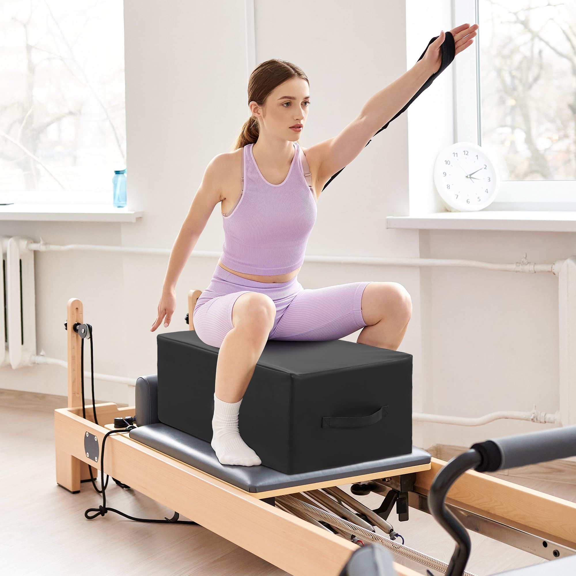 MABOZOO Pilates Reformer Box, 66 x 38 x 25 cm, in pelle PU, accessori per riformatori di pilates, stretching, equilibrio, esercizi a casa e palestra