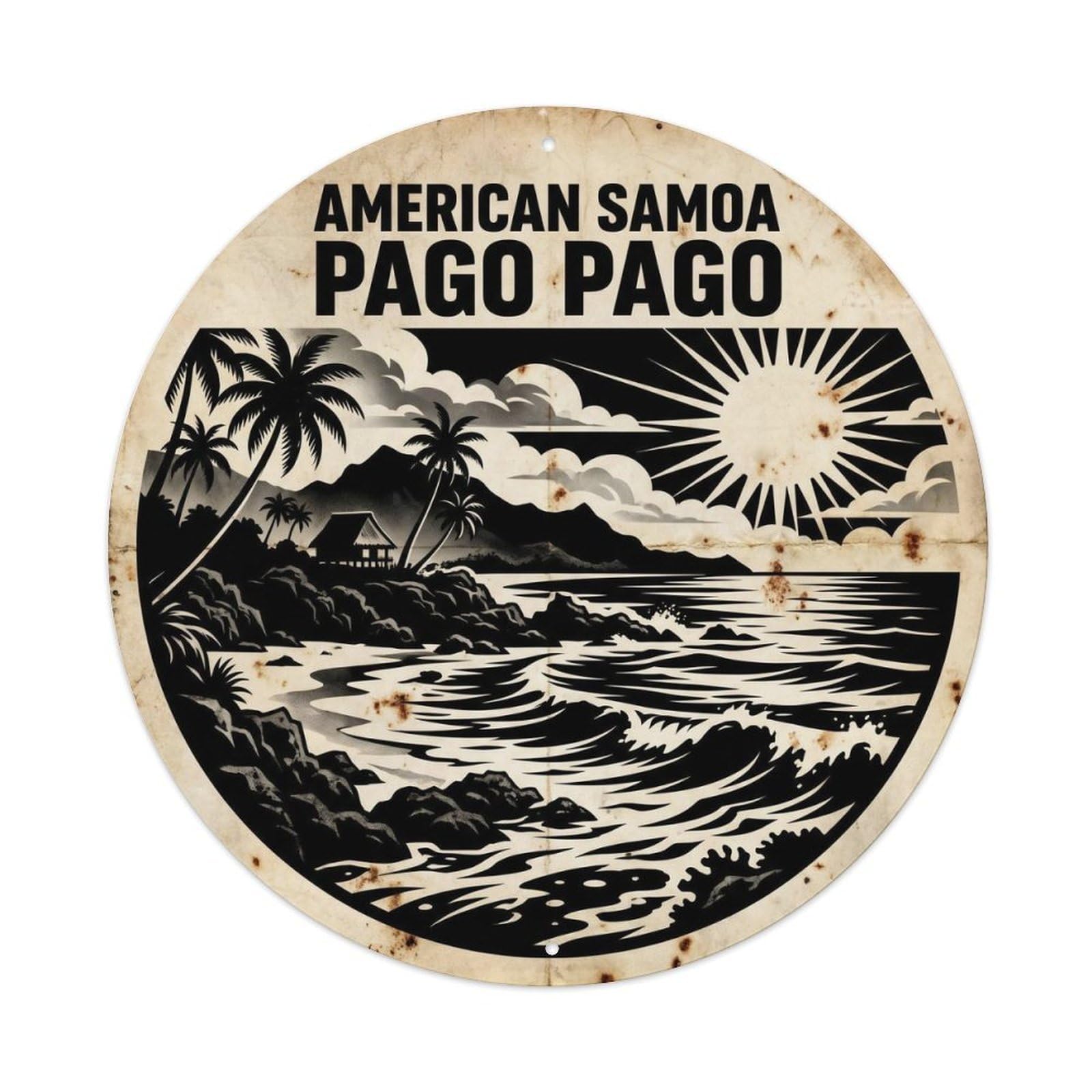 Olhnbad 08X08inch Style American Samoa Pago South Pacific High Contrast Metal Tin Sign