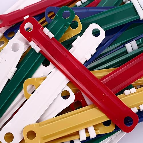 Miniatura 7 de 100 sujetadores de papel de plástico coloridos sujetadores de archivos de documentos de plástico de 2 agujeros, clips de carpeta de papel,