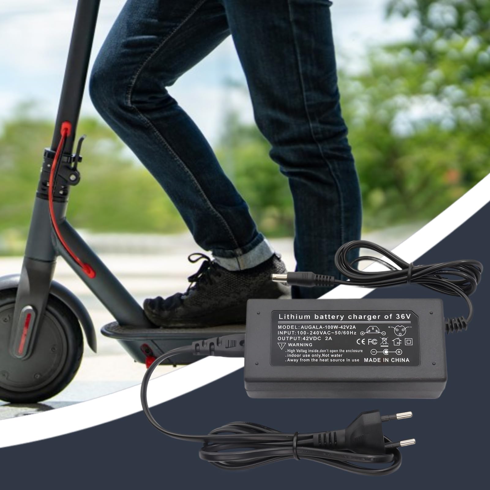 Cargador de Batería para Scooter | Cargador de Batería 42V2A de Carga Rápida - Accesorios de Carga para Patinetes y Bicis Eléctricas