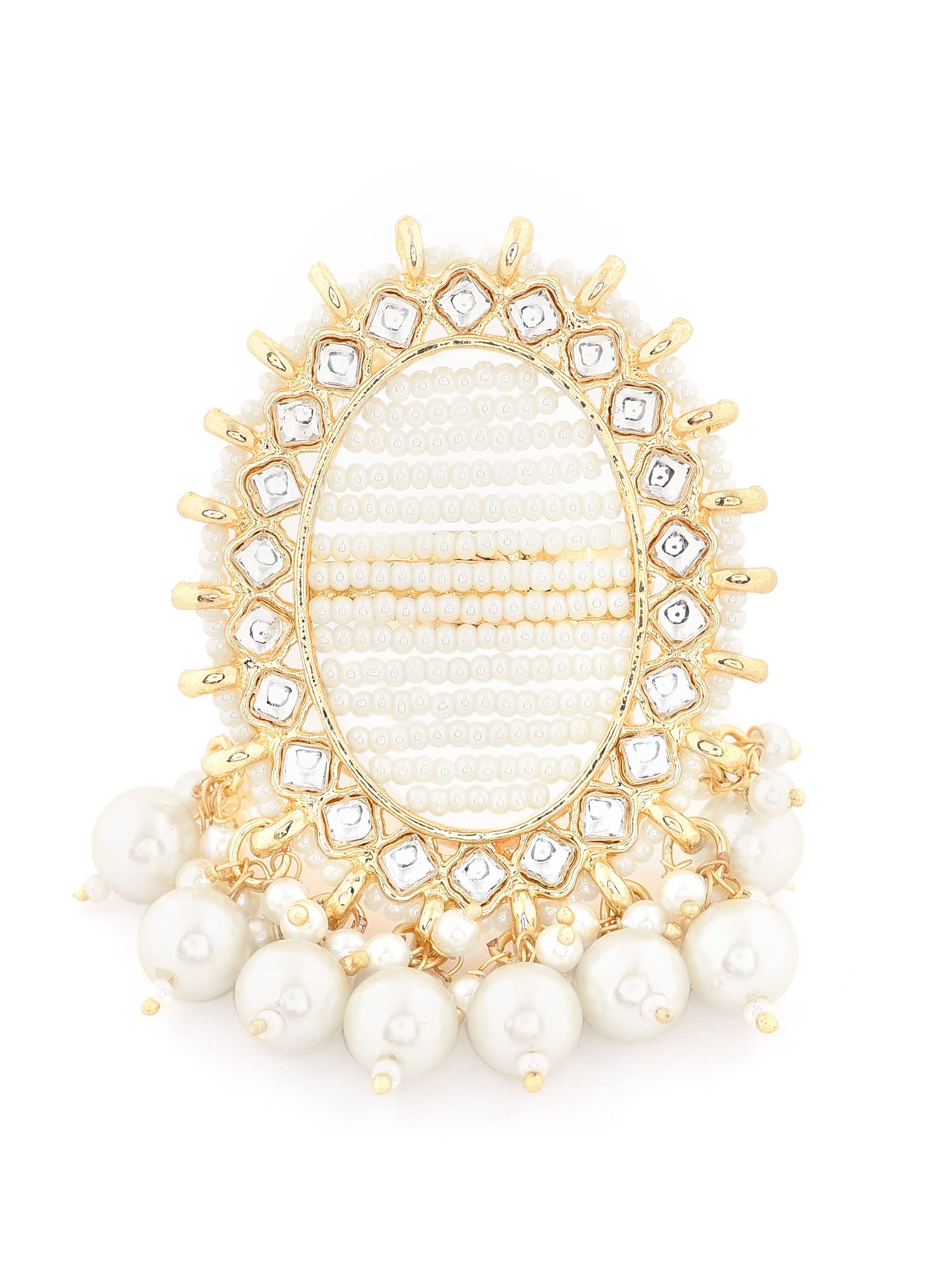 ZAVERI PEARLS Gold Tone Multi Pearl Strands Ethnic Kundan Adjustable Finger Ring For Women-ZPFK11422 (B09K5PRH83) Amazon Price History, Amazon Price Tracker