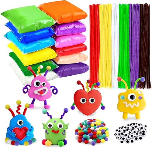 Arcilla de secado al aire para niños, rellenos para calcetines para niños, kits de modelado de arcilla para manualidades DIY, regalos de Navidad,