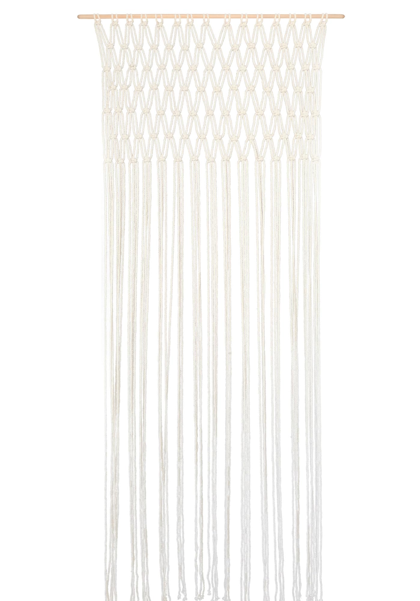 IlGruppone Tenda Antimosche per Porta Finestra a Pannello con Telaio in Legno,Colore Bianco, Moschiera con Corde Intrecciate per Esterno Interno Fili a Caduta