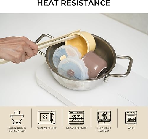 Miniatura 5 de Honey Jar - Recipientes de almacenamiento de alimentos para bebés  Tupperware de cerámica con tapa hermética sin BPA  Frascos de comida para bebés