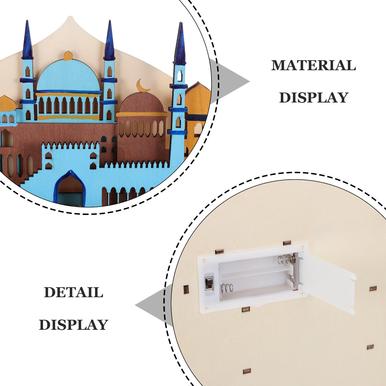 Toddmomy Calendario de Adviento en Festival Eid Mubarak de Ramadán de 30 Días de Madera con Luces LED y Cuenta Regresiva para Decoración del Hogar