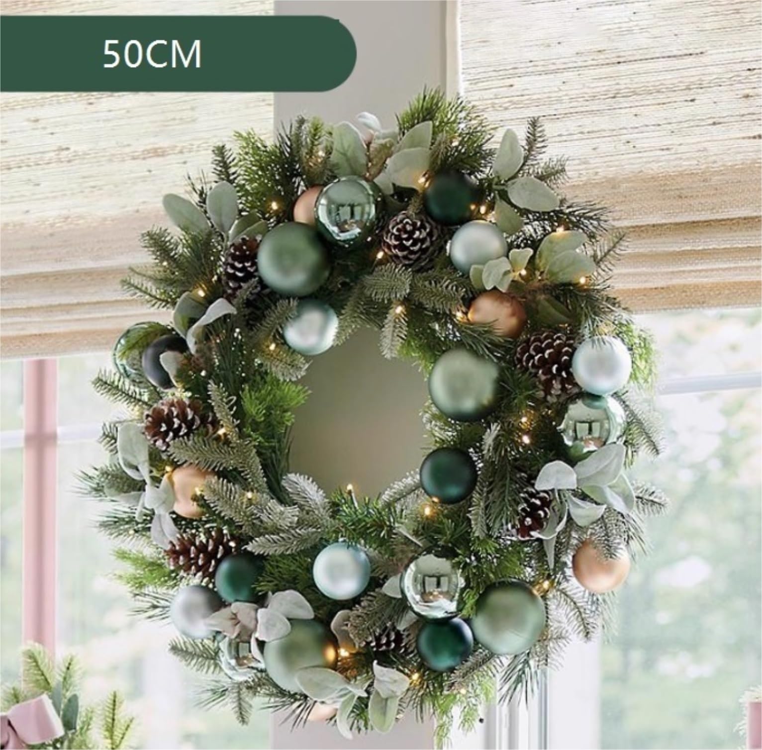 Winterkranz Dekokranz Weihnachtstürkranz Mit Zapfen, Festliche Wanddekoration Adventskranz Christbaumschmuck