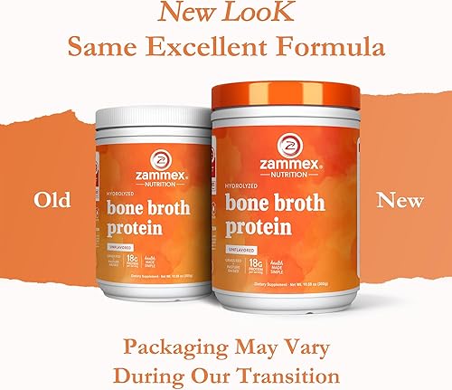 Miniatura 2 de Zammex 100% Polvo de proteína de caldo de hueso de ganado alimentado con pasto, 20G de proteína, péptidos de colágeno hidrolizado tipo 1 y 3, apoya