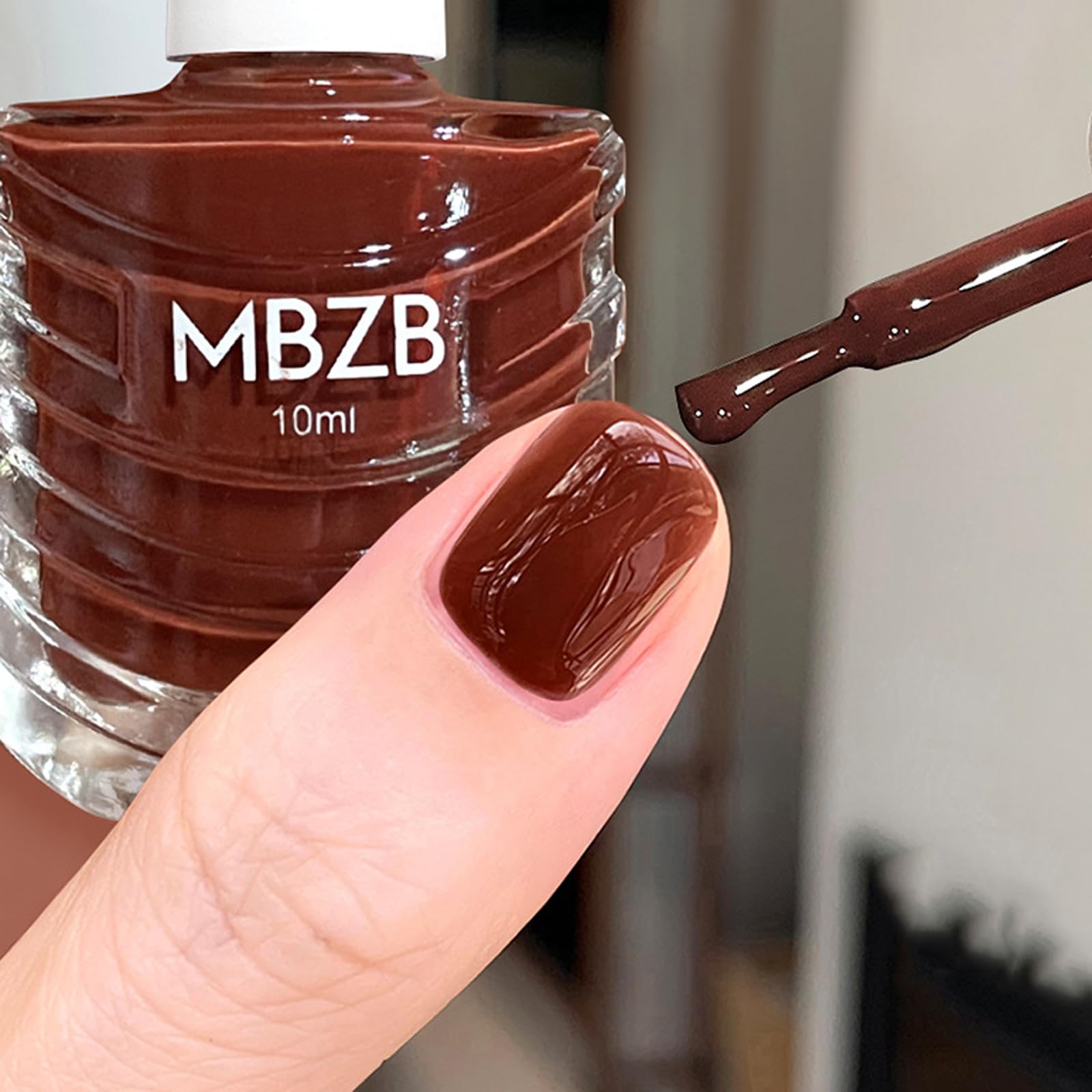 Brown Nail Polish Quick Dry - Red Brown Nail Polish - High Glossy Fall Nail Polish - 10ml Fast Dry Nail Polish - Jelly Brown Nail Polish - Maroon Nail Polish for Nail Art DIY Home