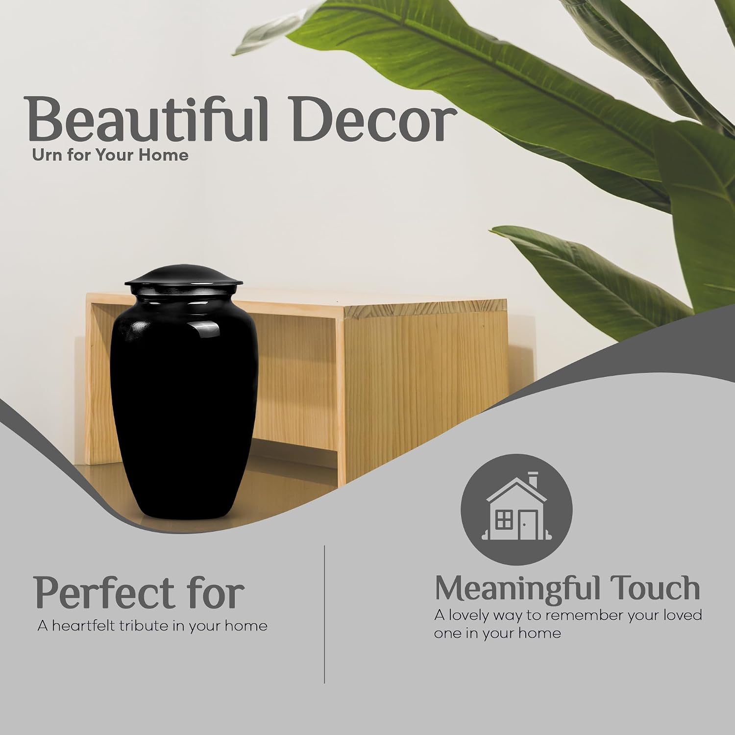 Black Urn Custom Engraved Personalized Decorative Urn for Human Ashes Adult Male & Female - Burial Urns for Adult Human Ashes - Remembrance Gift for Loss (10 inch)
