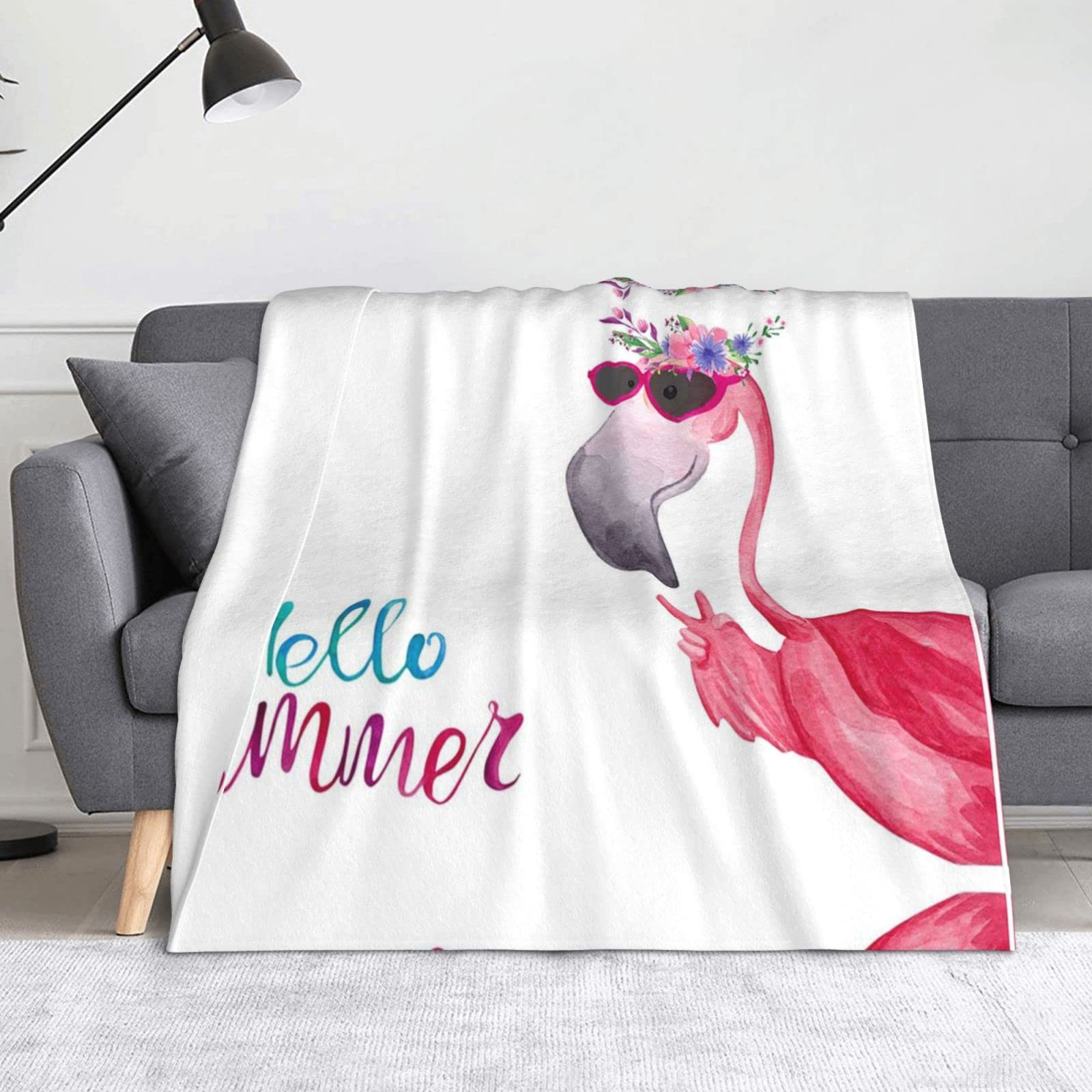 Couverture imprimée flamant rose plaid polaire doux salon lit chambre