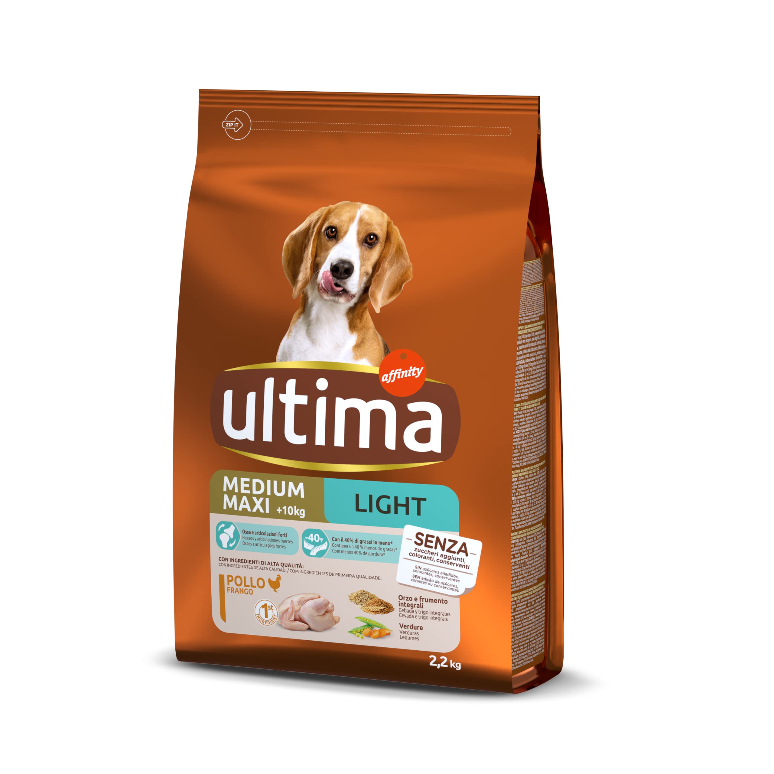 Ultima Comida para Perros Medium Maxi Light con Pollo, 2200 g