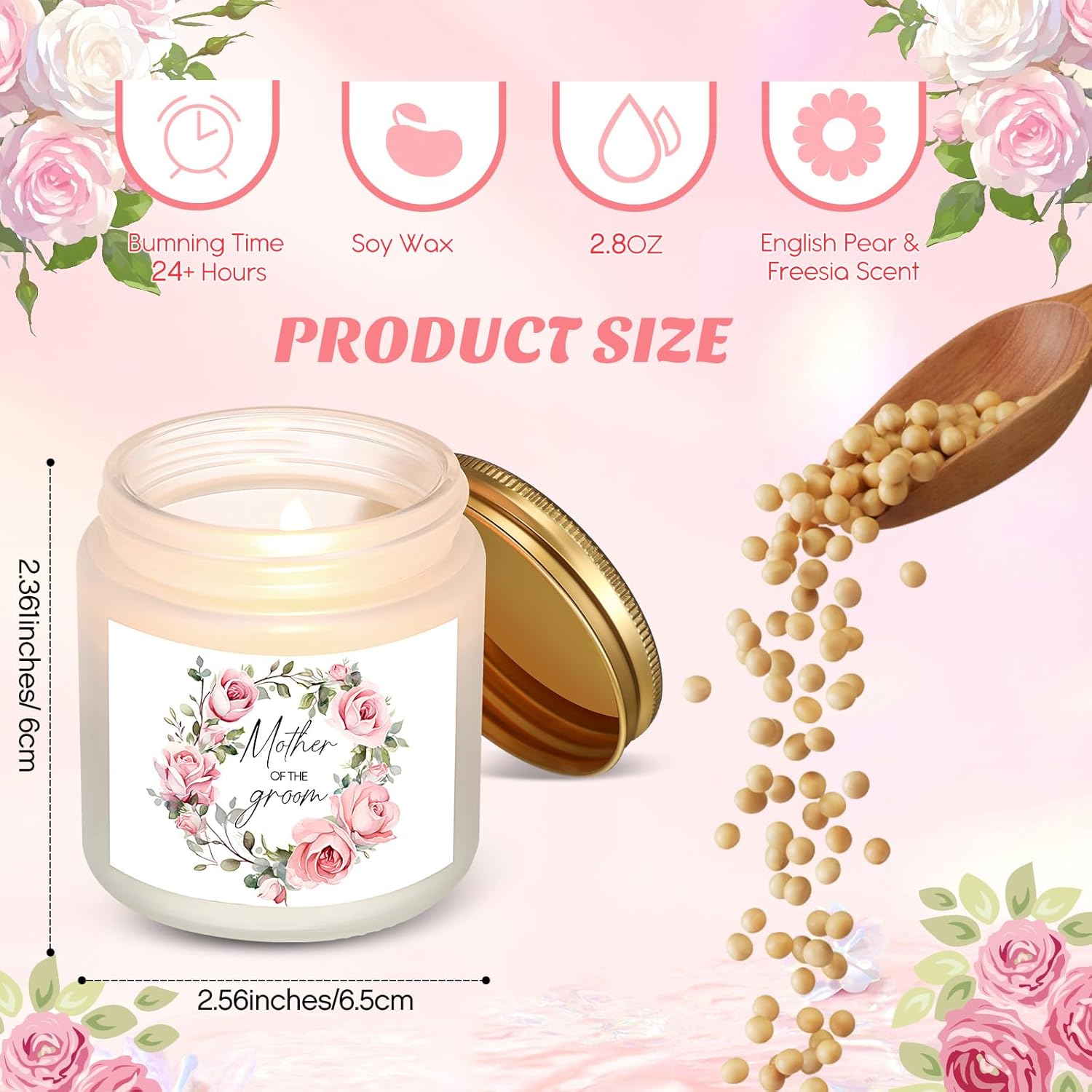 Hushee 2 Sets Mother of The Bride and Mother of The Groom Gifts Set Includes 20 oz Tumblers Canvas Tote Bags Cosmetic Bag Handkerchief Candle for Mom Bridal Shower Wedding Gifts