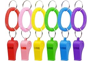 Pink Whistle for Teachers: Pack of 6 Premium Whistles with Bracelet