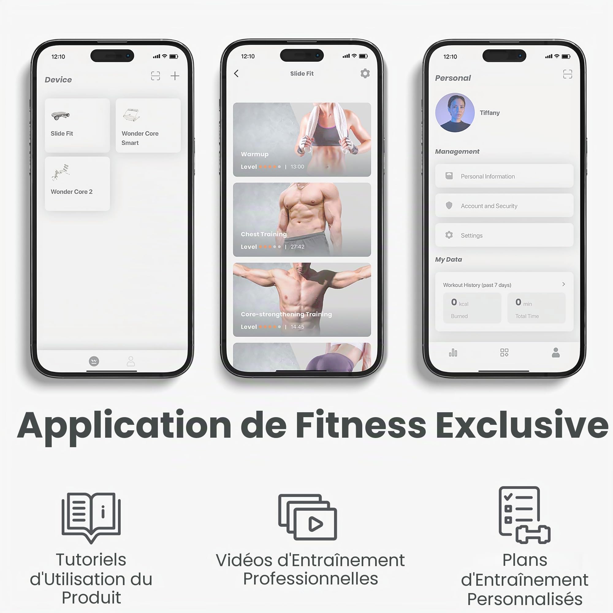 Wonder Core Slide Fit : rouleau abdominaux - Machine d'exercice - Entraînement de base à domicile - Jeux de fitness - Roue abdominale pour salle de sport à domicile - Application d'entraînement