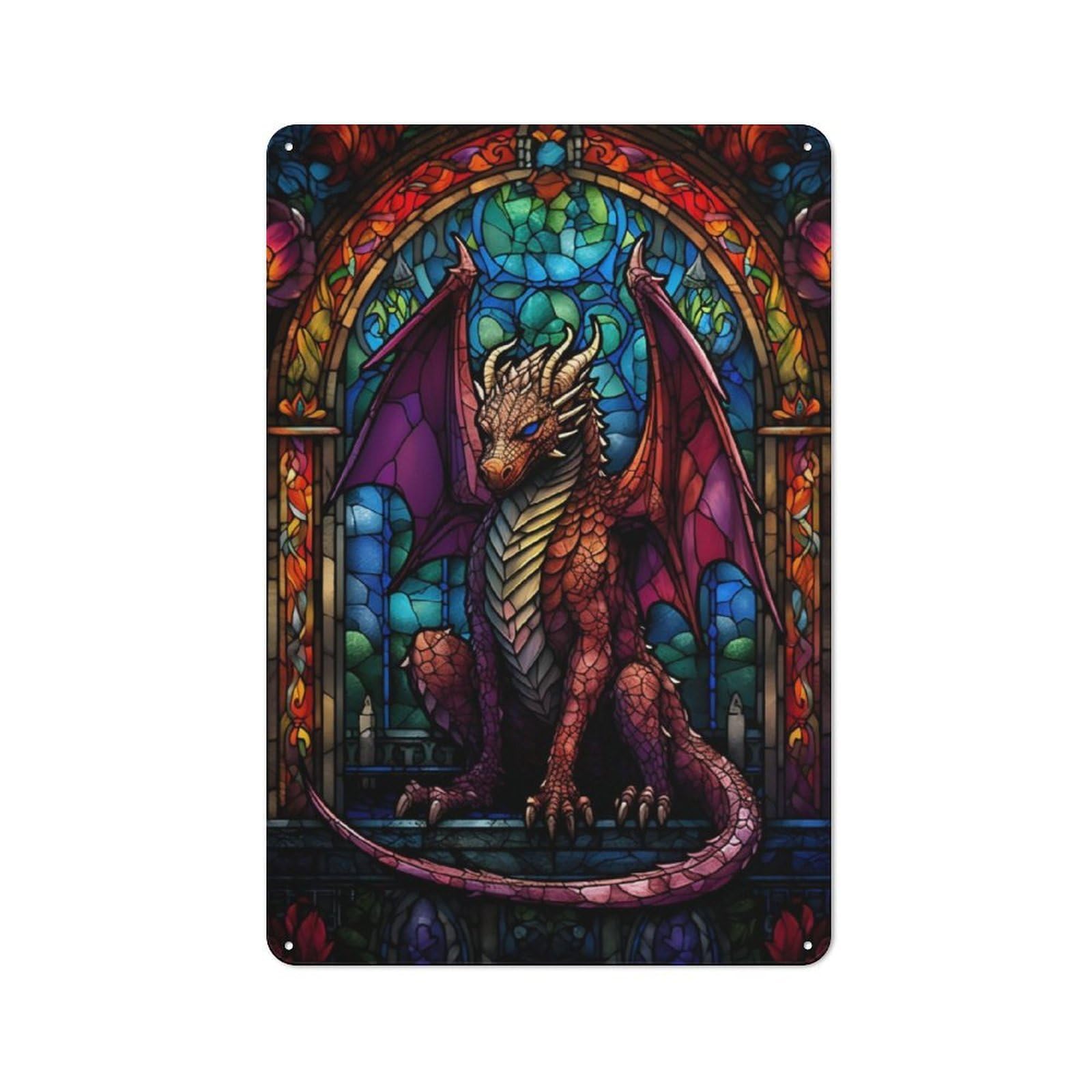 Junmoney Ruby Scalebreaker Dragon Retro Tin Sign 30X20cm For Man Cave Or Games Room, For Collectors Decorating Games Rooms And Man Caves